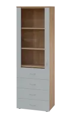 LE - 64 skříň léková prosklená, levá, korpus dub bardolino, dvířka šedá